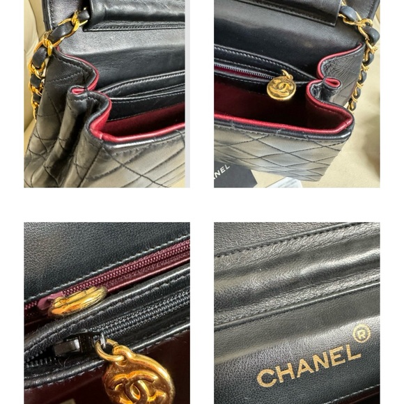 SOLD - 💎 AUTH Chanel Vintage Classic Single Flap Bag Quilted Lambskin Large - Picture 8 of 15